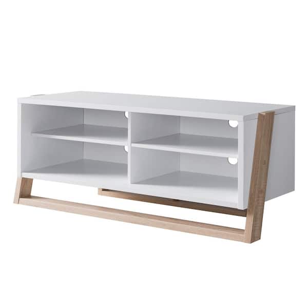 Addis 62.50 in. W Beige TV Console with 4-Shelves Fits TV's Up to 70 in. With Cable Management