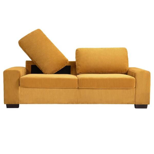 Uixe 80 in. Square Arm Corduroy Fabric Upholstered Rectangle 2