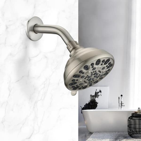 KOHLER Forte 1-Spray Pattern 5.5 in. Single Wall Mount Fixed Shower Head in  Vibrant Brushed Nickel R10282-G-BN - The Home Depot