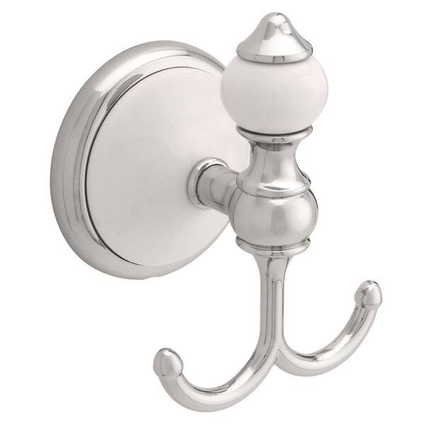 Delta Alexandria Double Towel Hook in Chrome and White