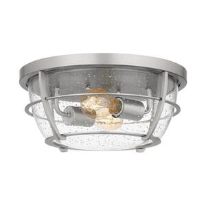thumbnail image 2 of Globe Electric Hudson 2-Light Semi-Flush Mount Ceiling Light - Brushed Nickel With Frosted Glass 2 of 11