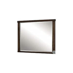 1 in. x 37 in. Modern Style Rectangle Shape Walnut Brown Wooden Framed Decorative Mirror with Mounting Hardware