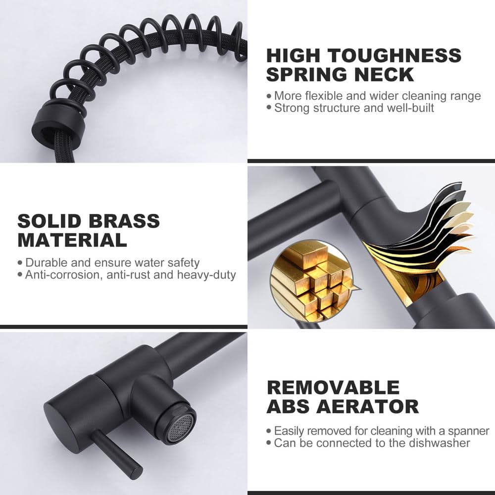Matte Black Brass Pull Down Sprayer Kitchen Faucet