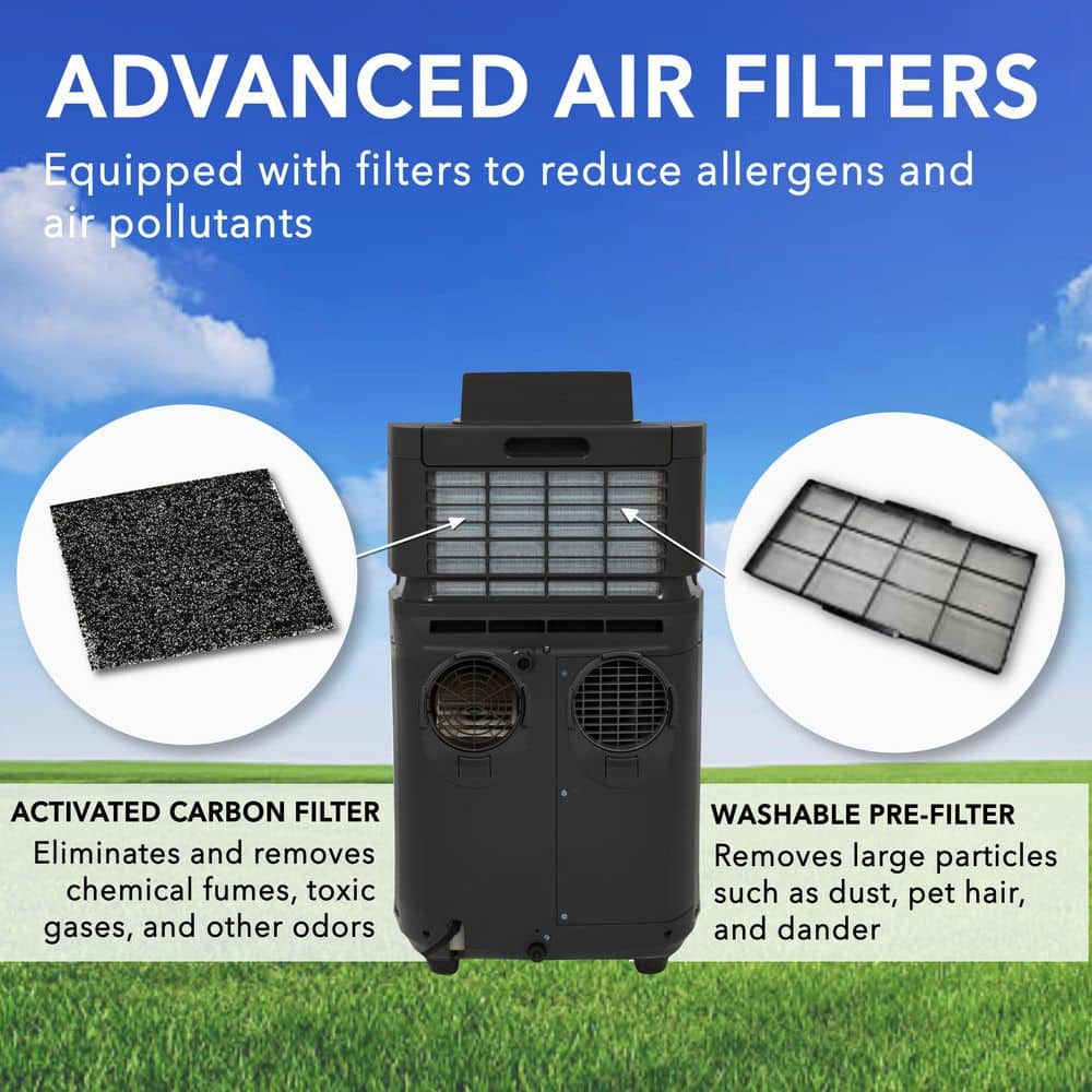Whynter Gray Dual Hose Portable Air Conditioner with Heater and Remote
