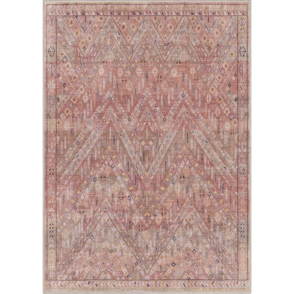Asha Anya Vintage Tribal Ethnic Red 3 ft. 11 in. x 5 ft. 3 in. Machine Washable Area Rug