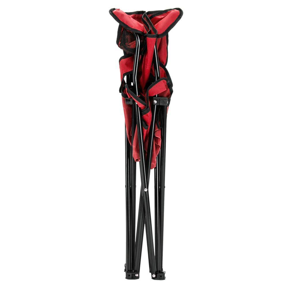 Red Iron Frame Folding Outdoor Camping Chair with Storage Bag