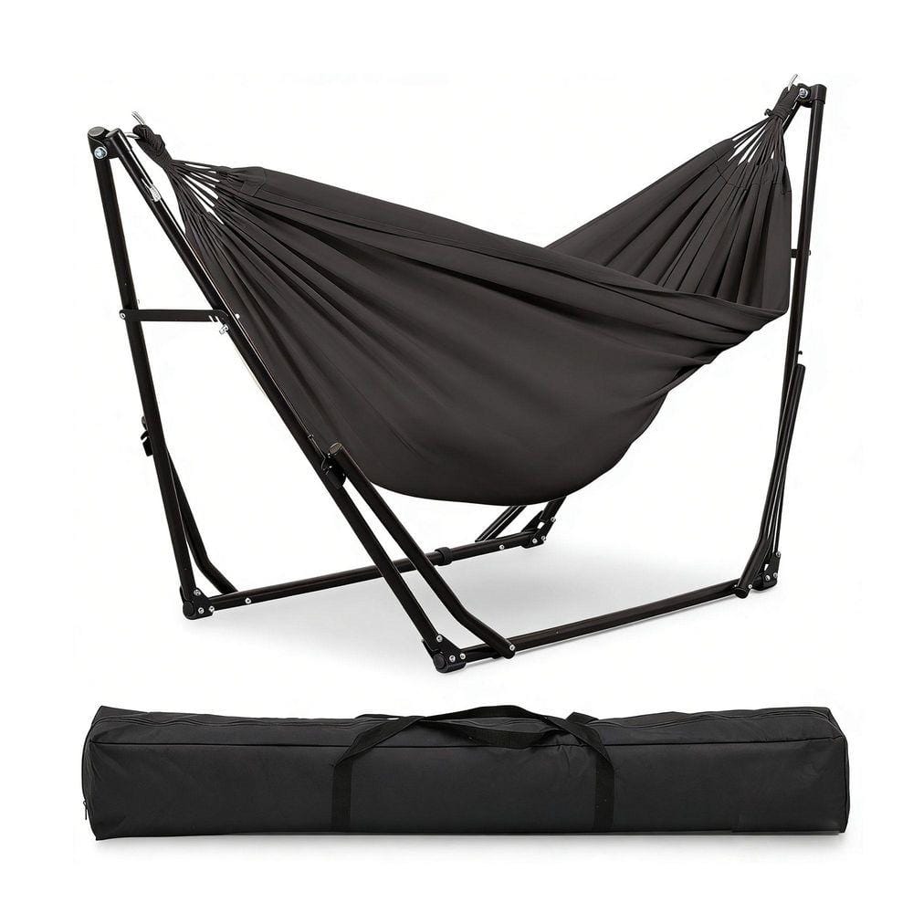 8ft. Portable Hammock Swing Chair with Stand in Gray DCMH003GY
