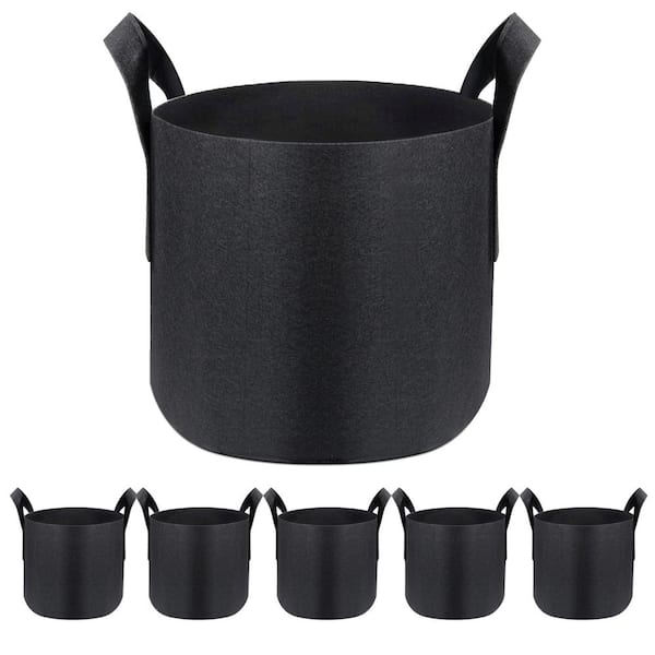 BENEAIL 15 Gal. Black Fabric Planting Containers and Pots Planter With Handles (Set of 5)