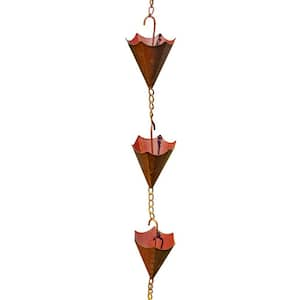 78 in. Long Iron Umbrella Rain Chain in Antique Rust