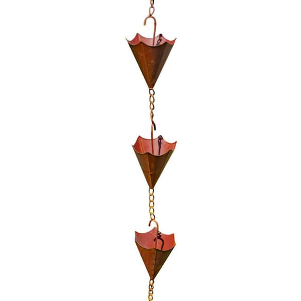 Zaer Ltd. International 78 in. Long Iron Umbrella Rain Chain in Antique Rust