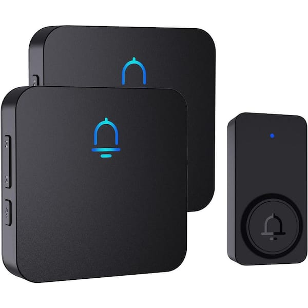 Wireless Plug-in Doorbell with 2 Receiver, 1000 ft. Range, Adjustable Volume and Waterproof Design in Black