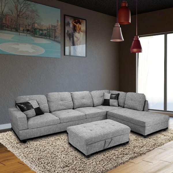 Southern Home Furnishings Wendy Linen Sectional 28-26L/28/33R PROMO