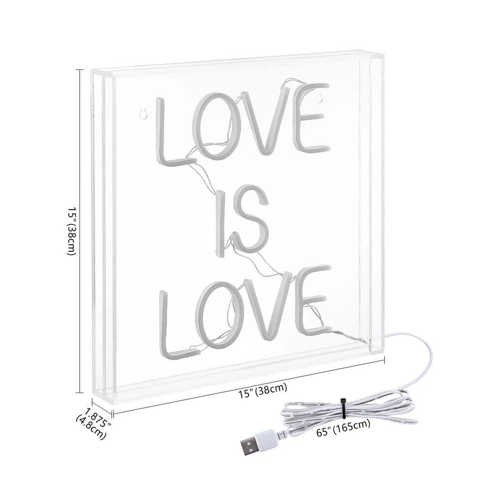 Multi-Colored Acrylic LED Neon Love Is Love Sign, 15-Inch