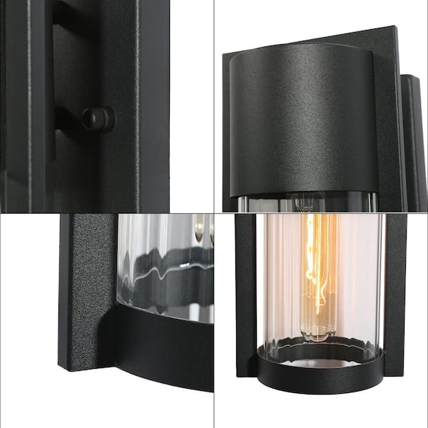 Uolfin Modern Black Outdoor Wall Sconce Light, 11.5 in. H 1