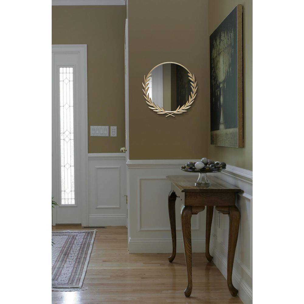 21" Gold Grecian Round Wall Mirror with Antique-Style Frame