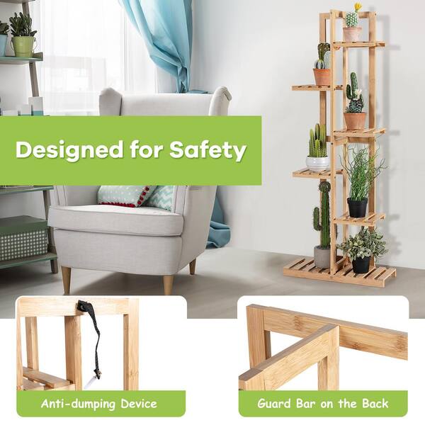 High Quality 6 Tier Wood Bamboo Storage Shoe Rack Home Furniture Plant Rack US^ 