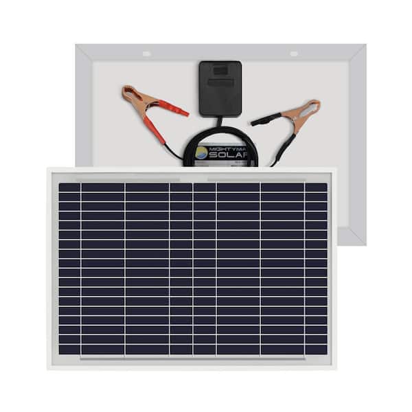 MIGHTY MAX BATTERY 10-Watt Polycrystalline Solar Panel with 6 ft. Alligator Clips for RV's, Camping, Boats, and Gate Openers