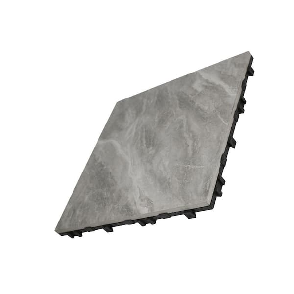 NewTechWood Outdoor Ceramic Quick Deck Tiles 12 in. x 12 in. Verona in Silver Gray (5-Pieces Per Box)