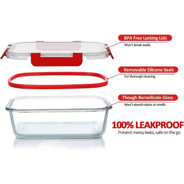 Aoibox 24-Piece Glass Food Storage Containers with Upgraded Snap Locking Airtight  Lids Set, Red SNPH002IN377 - The Home Depot