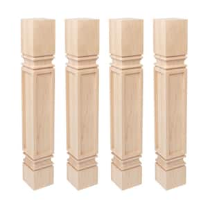 35.25 in. x 5 in. Unfinished Solid North American Hard Maple Mission Kitchen Island Leg (4-Pack)