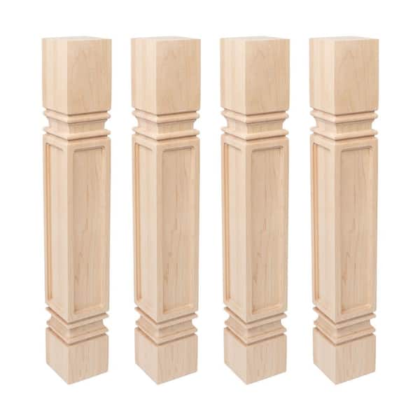 35.25 in. x 5 in. Unfinished Solid North American Hard Maple Mission Kitchen Island Leg (4-Pack)