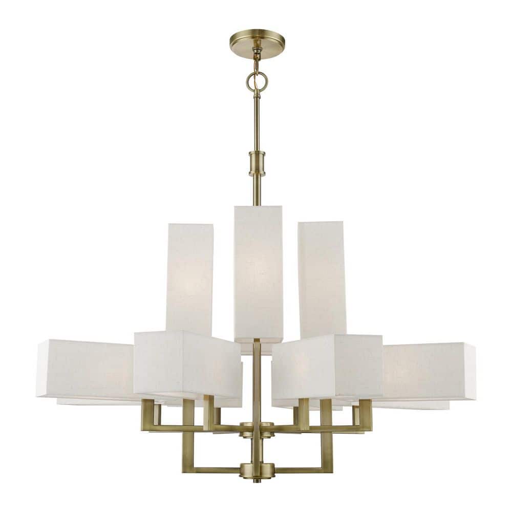 Fountaine 12-Light Antique Brass Extra Large Foyer Chandelier with Oatmeal Fabric Shades price history on PriceWatchPro