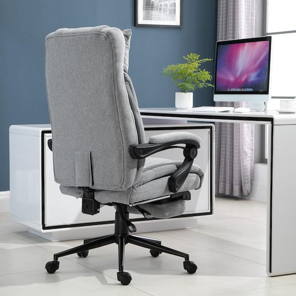 Vinsetto Ergonomic Office Chair Reclining Home Office Chair Executive  Adjustable Rolling Swivel Chair With Retractable Footrest Headrest Lumbar  Pillow Linen Grey