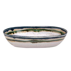 Sausalito 12.5 in. 48 fl. oz. White Ceramic Stoneware Oval Serving Bowl