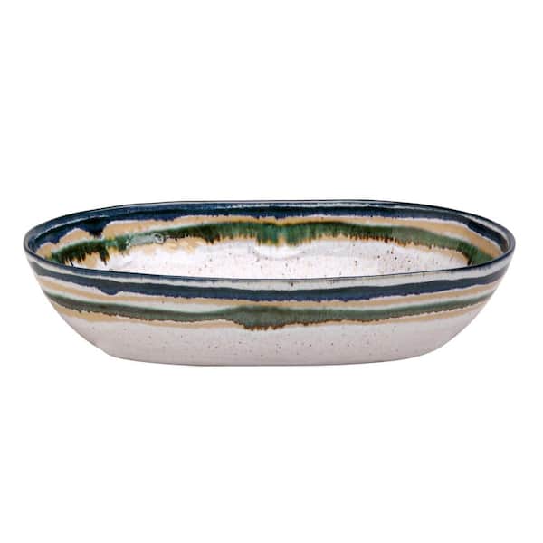 CASAFINA Sausalito 12.5 in. 48 fl. oz. White Ceramic Stoneware Oval Serving Bowl