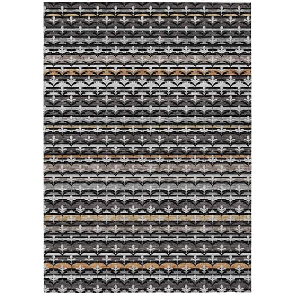 Chantille Machine Washable Indoor/Outdoor Abstract ACN2479 Black 9 ft. x 12 ft. Area Rug