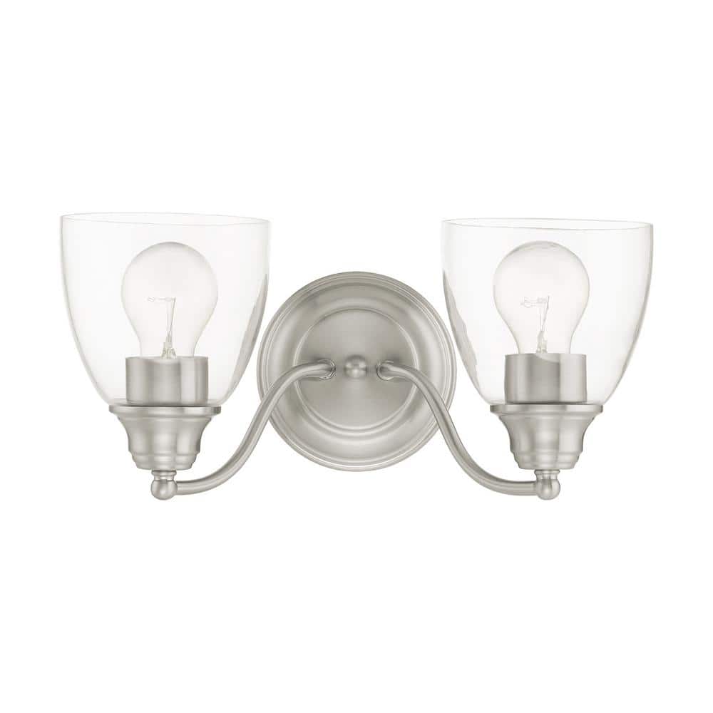 Montgomery Brushed Nickel 2-Light Vanity with Clear Hand-Blown Glass