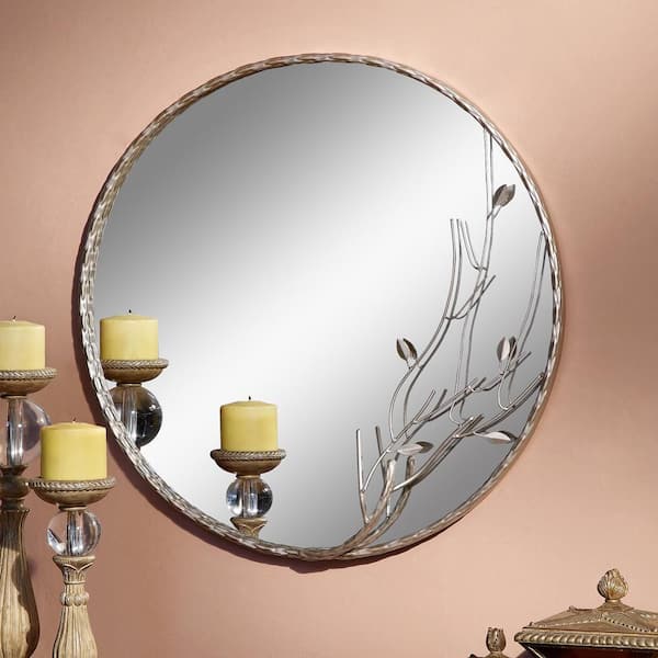 25 in. W x 25 in. H Round Silver Wall Mirror 50691 The Home Depot