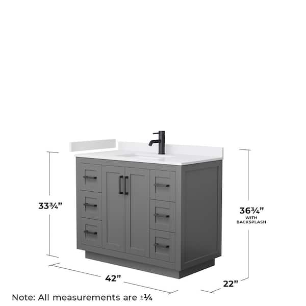 Miranda 42 in. W Single Bath Vanity in Dark Gray with Cultured Marble Vanity Top in White with White Basin
