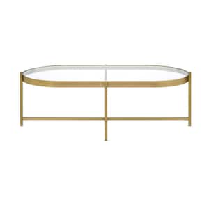Charrot 54 in. Gold 18-Oval Glass Top Coffee Table (1-Piece)