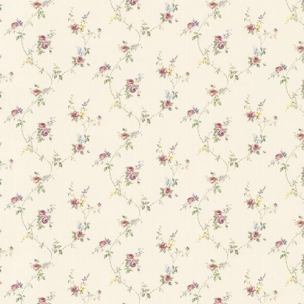 Floral Trail Striped Wallpaper MD29440 by Norwall Wallpaper