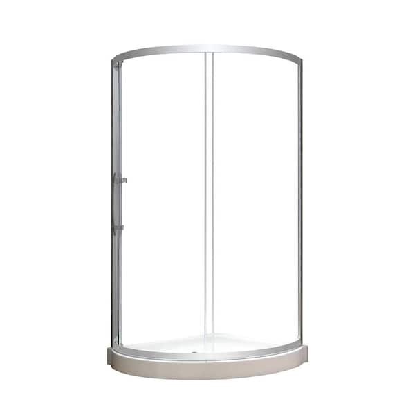 Maia 36 in. x 72.80 in. Semi-Frameless Sliding Corner Shower Door in Chrome with 36 in. x 36 in. Base in White