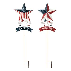 42 in. H Patriotic/Americana Star Yard Stake (Set of 2)