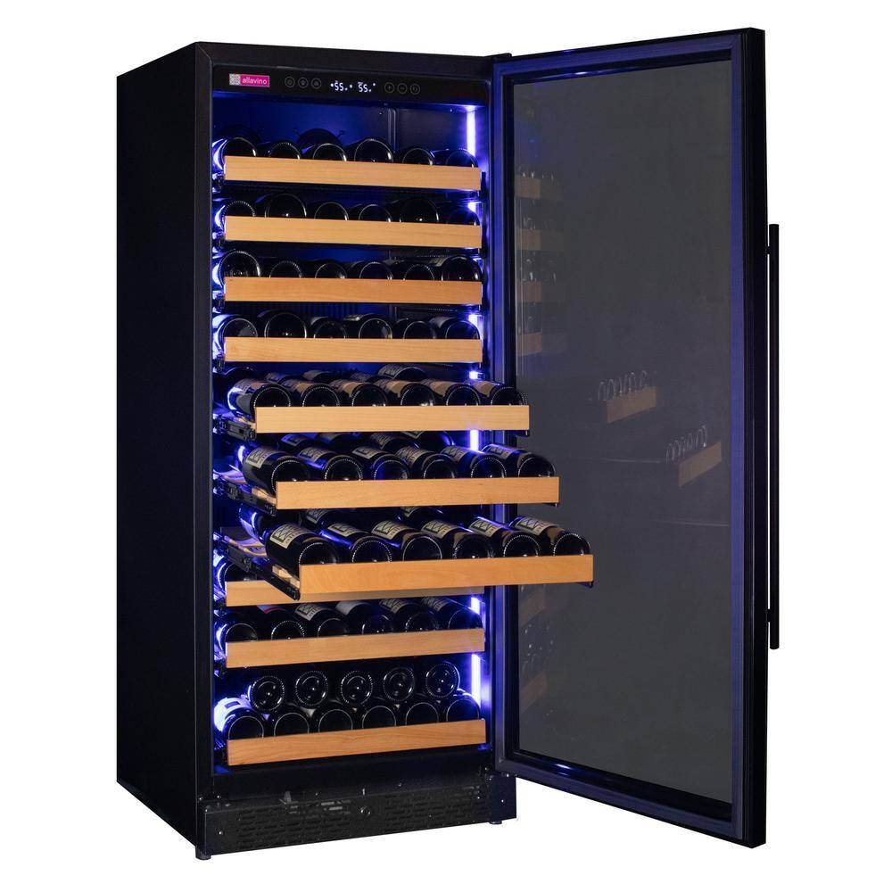 Black Glass Single Zone 119 Bottle Wine Refrigerator