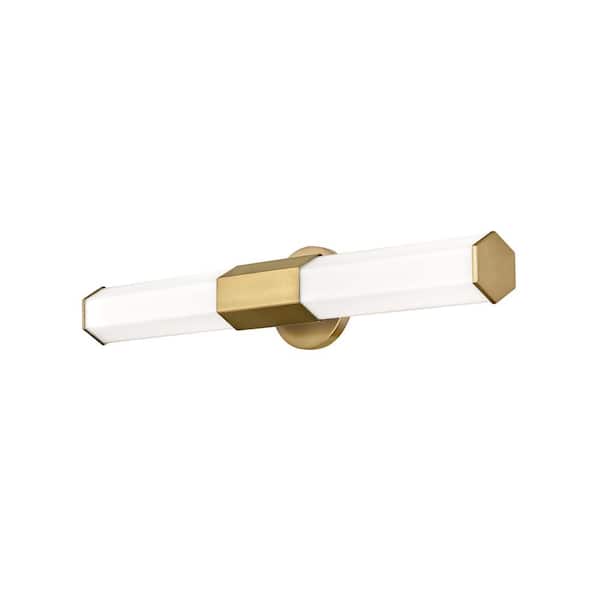 Hinkley Facet 32-Watt Integrated LED 2-Light 26 in. Bath Vanity Light with Invisimount in Heritage Brass