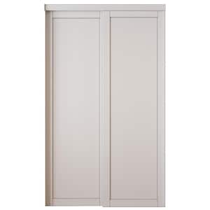 48 in. x 80 in. Paneled 1-Lite Blank Pattern White Primed MDF Sliding Door with Hardware Kit