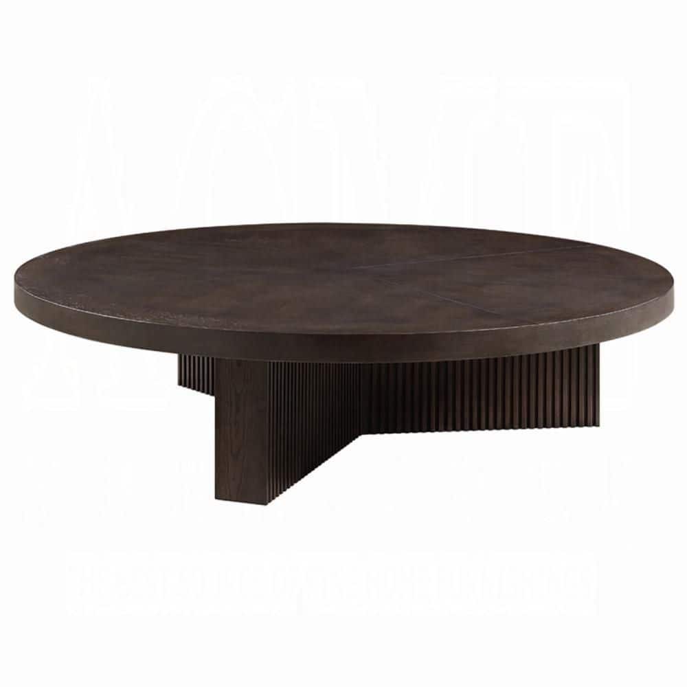 60 in. Espresso Brown Round Wood Coffee Table with Three Leg price history on PriceWatchPro