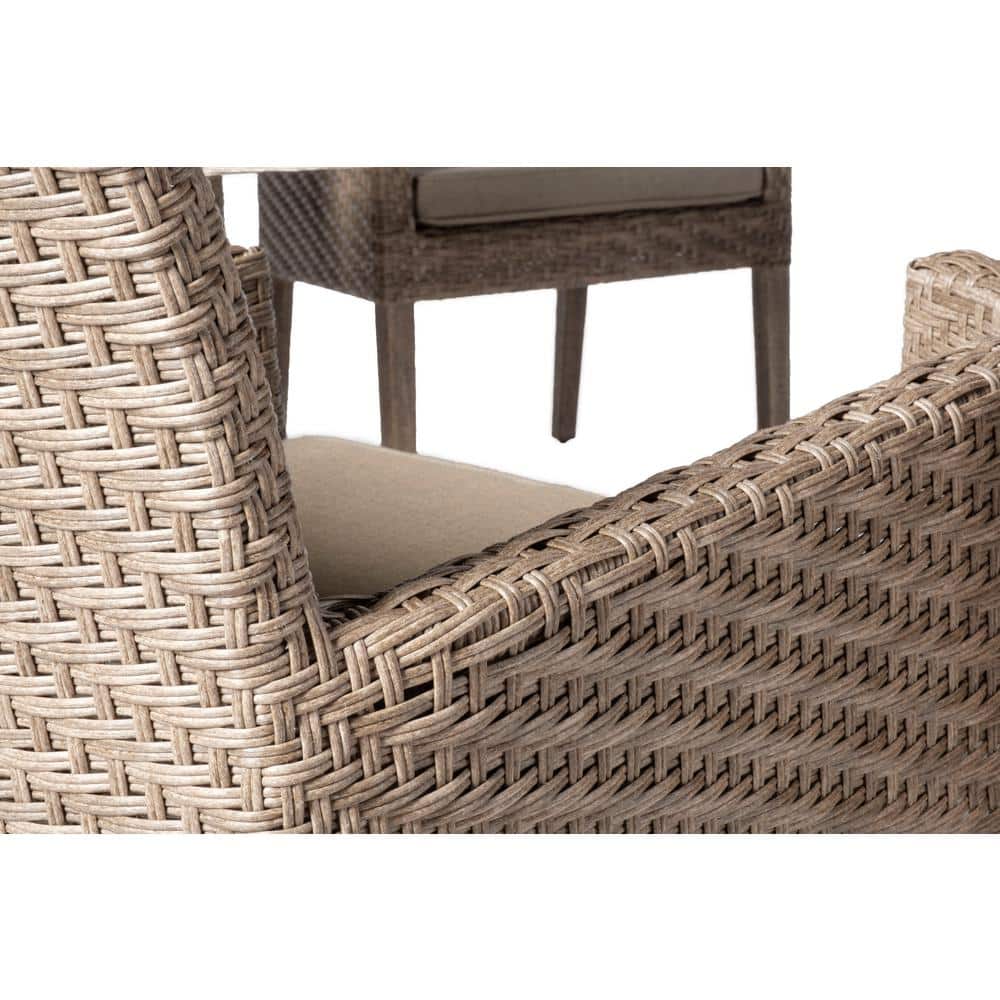 71" Driftwood Eucalyptus and Wicker Patio Dining Set for 6