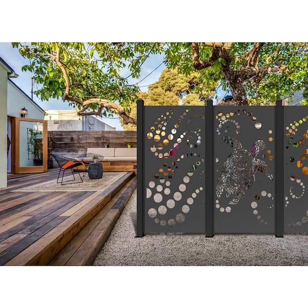 Ejoy 72 in. x 36 in. Black Composite Garden Fence Panel (Set of 3