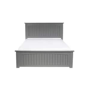 Nantucket Grey Queen Solid Wood Frame Low Profile Platform Bed with Matching Footboard and USB Device Charger