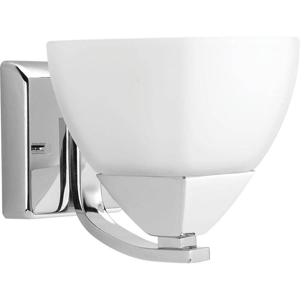 Polished Chrome 1-Light Vanity with Etched Glass Shade