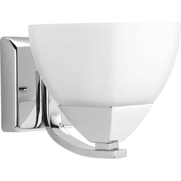 Progress Lighting Appeal Collection 1-Light Polished Chrome Etched White Glass Modern Bath Vanity Light