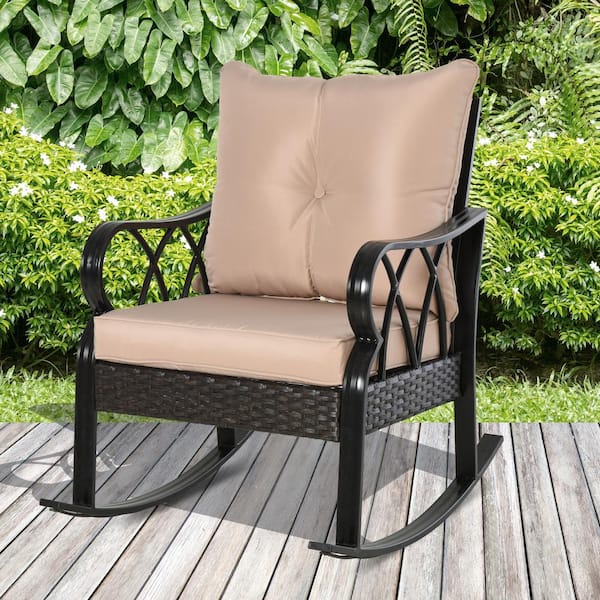 Garden Rocking Chair Soft Padded Thick Cushion Outdoor for Beach Chair Sun  Seat Back Support Cushion