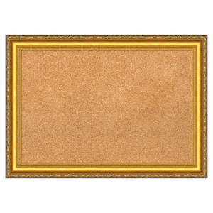 Colonial Embossed Gold Wood Framed Natural Corkboard 28 in. x 20 in. bulletin Board Memo Board