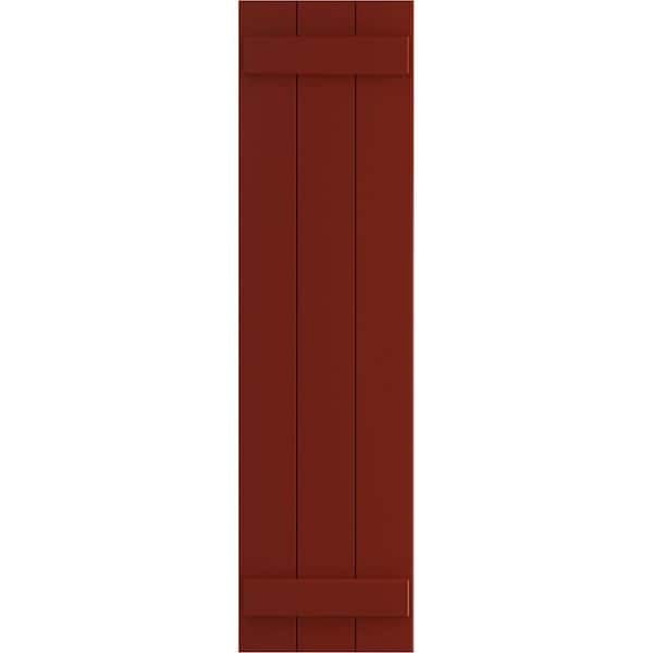 Ekena Millwork TruFit PVC 16.125 in. W x 27 in. H Board and Batten Shutters Pair in Pepper Red