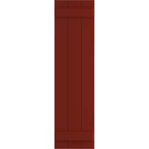 16 1/8" x 55" True Fit PVC Three Board Joined Board-n-Batten Shutters, Pepper Red (Per Pair)